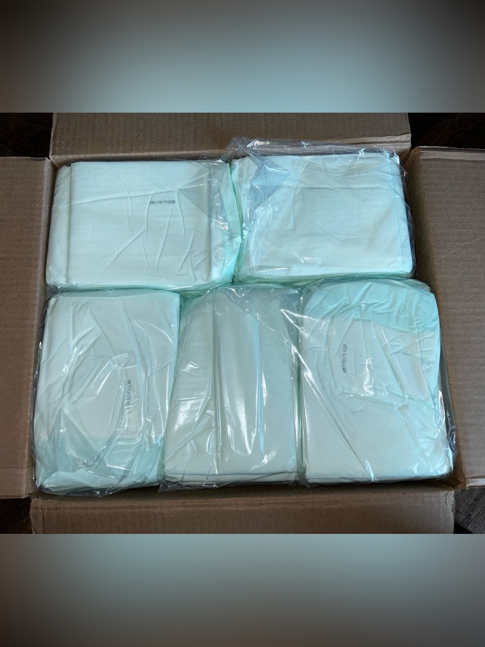 Case of Medline Absorbent Underpads. Count 5 in each pack, 15 packs in case.